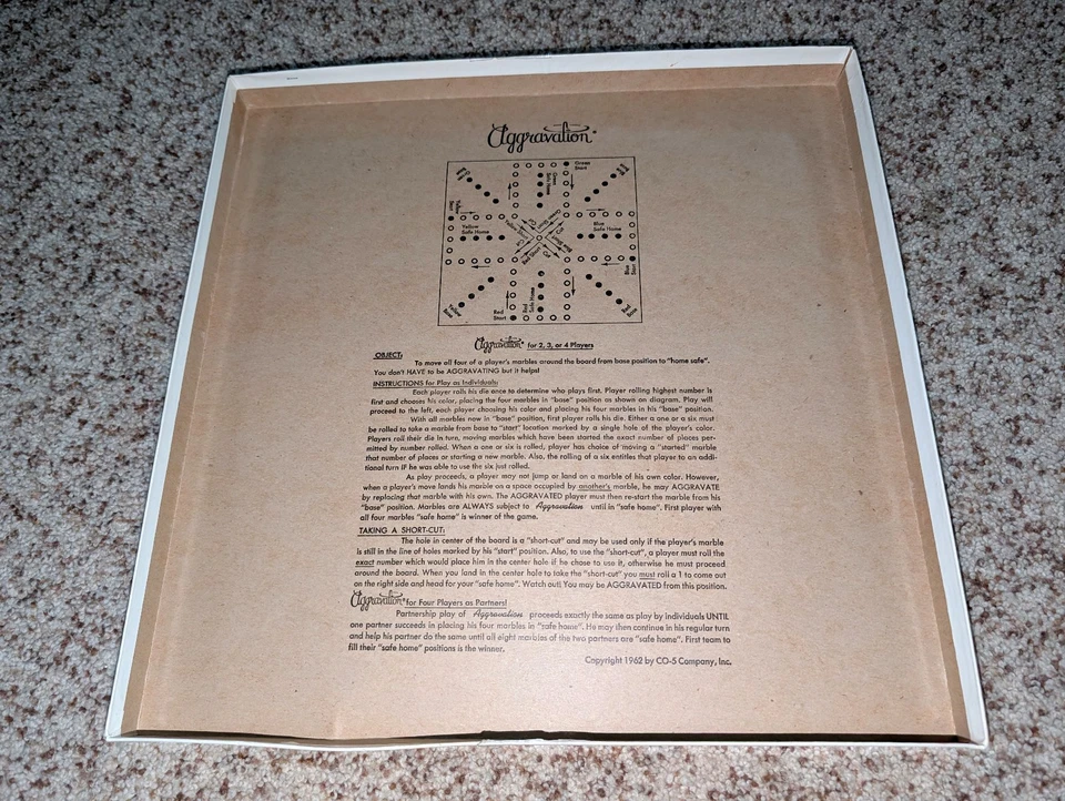 Vintage Original Aggravation Board Game - CO-5 Company 1962 Complete 2-4 Player - Image 2 of 4