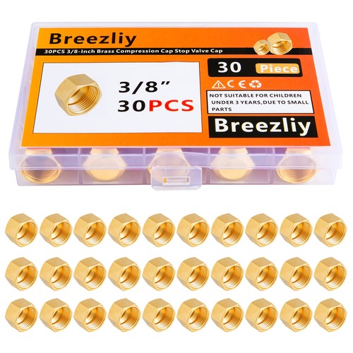 30 PCS 3/8Inch Brass Compression Cap Stop Valve Cap Hardware Fitting Plumb
