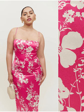 New Reformation Frankie Silk Maxi Dress In Hothouse Silk Floral Size 20