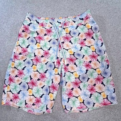 johnnie-O Swim Trunks Men Size Small Multicolor Excellent Floral Medallion Print