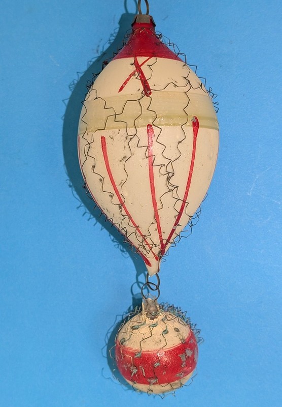 Antique Wire Wrapped BALLOON w GONDOLA German Christmas Tree Ornament 1920's