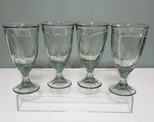 SET OF 4 Noritake SWEET SWIRL Light Green Iced Tea Goblets  LARGE 7-1/2”