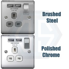 BG Nexus Brushed Chrome Polished Chrome Switches Sockets Full Range Satin Steel