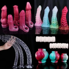 Male Thick Cock Sleeve Penis Extender Realistic Stretcher Silicone Sheath Sleeve