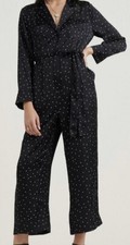 Lucky Brand Women s Printed Satin Jumpsuit Size M Color black Polka Dot