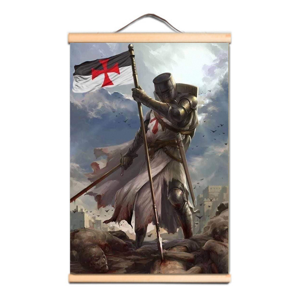 Unique Ancient Armor Warrior Art Posters Vintage Knights Templar Scroll Painting