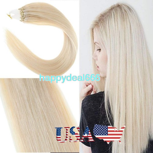 Micro Ring Loop Link Silicone Micro Perline Punta Extension Capelli100%Veri Capelli Umani - Foto 41 di 80