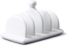 Porcelain 4 Slice Toast Rack, Traditional Design with Carry Handle, White