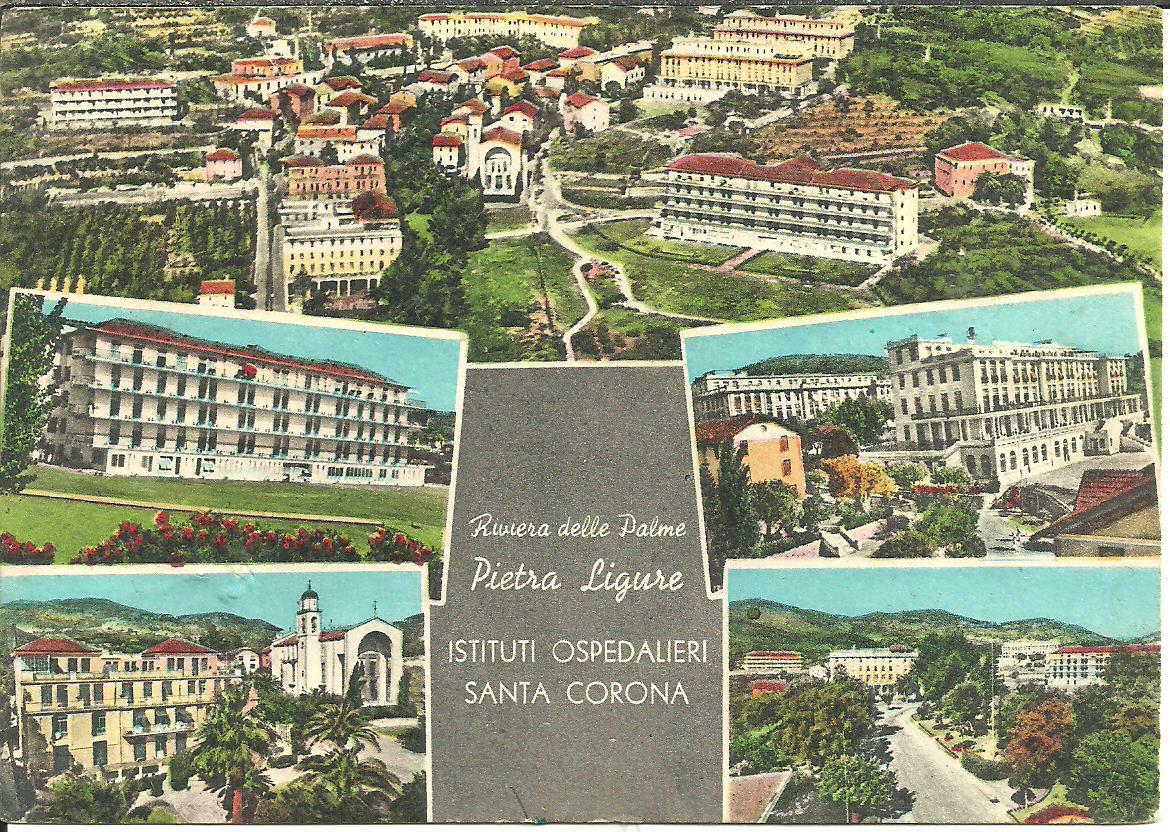 Pietra Ligure (SV) Istituti Osped. Santa Corona, Veduta Aerea Padiglioni, 2 cart