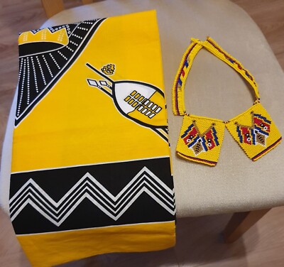 African Beads Necklace, Swaziland Ligcebesha &Lihiya unisex Blue