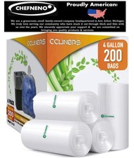 CCLINERS 4 Gallon Clear Small Garbage Trash Bags, 200 Count