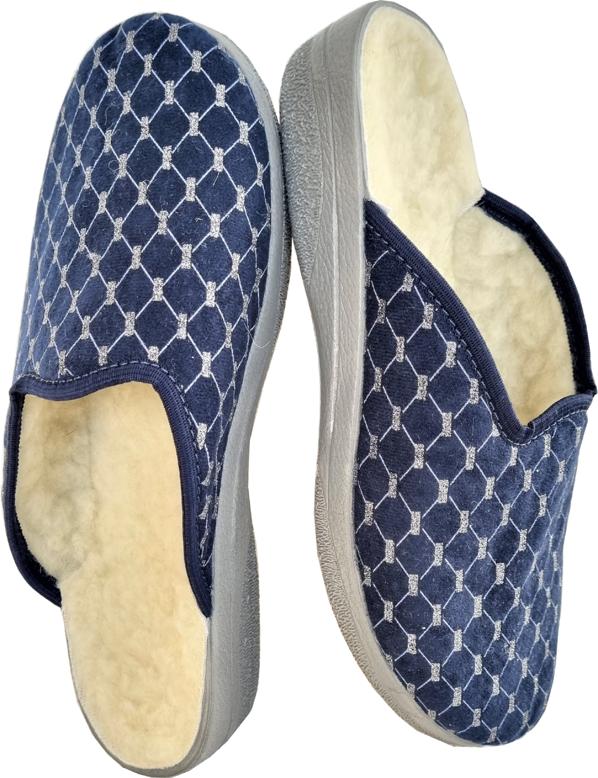 APL Ciabatte calde ciabatte taglia 40 cotone velluto lana vergine blu scuro