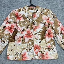 alfred dunner jacket women’s 14P textured floral artsy girly elegant botanical