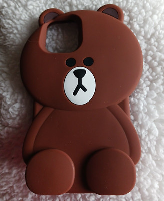 Cute bear Case 3D Cartoon Soft Silicone  for iPhone 12 Pro color brow