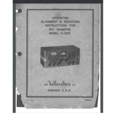 Hallicrafters S-20R Sky Champion Shortwave radio 1945 21 pages comb bound