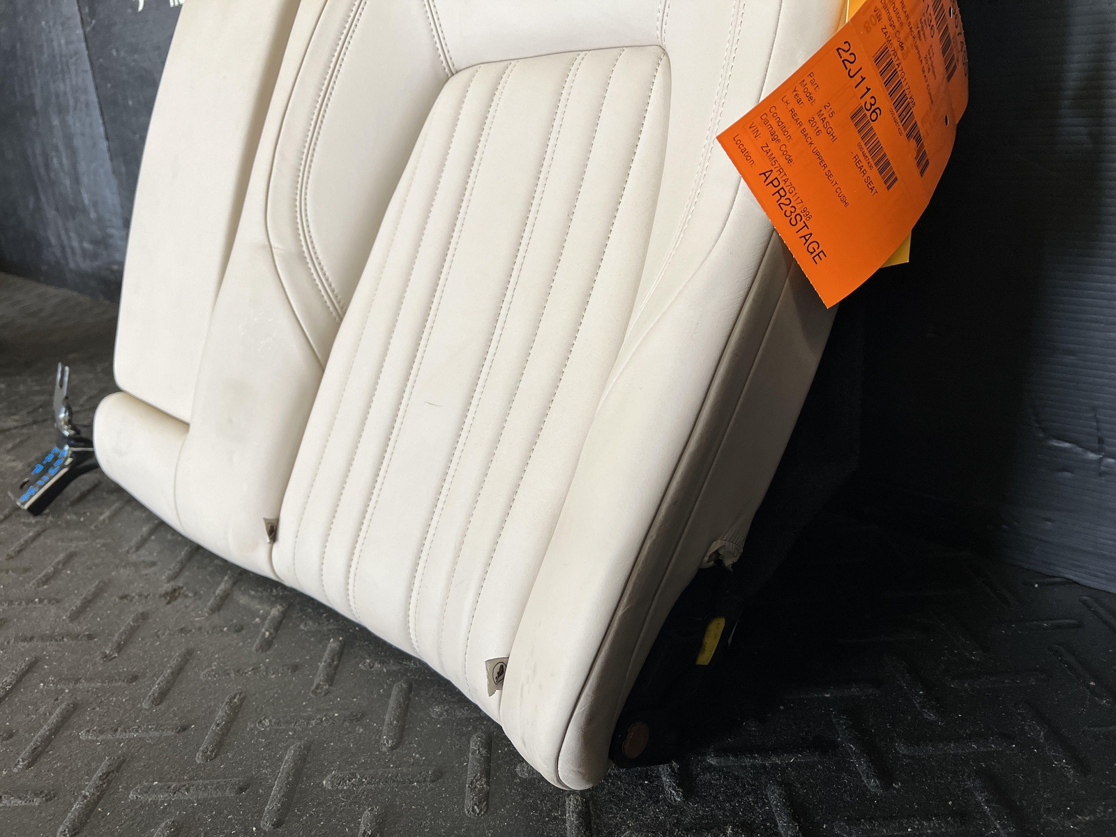 2016 MASERATI GHIBLI REAR DRIVER BACK UPPER SEAT CUSHION W/HEADREST TAN LEATHER