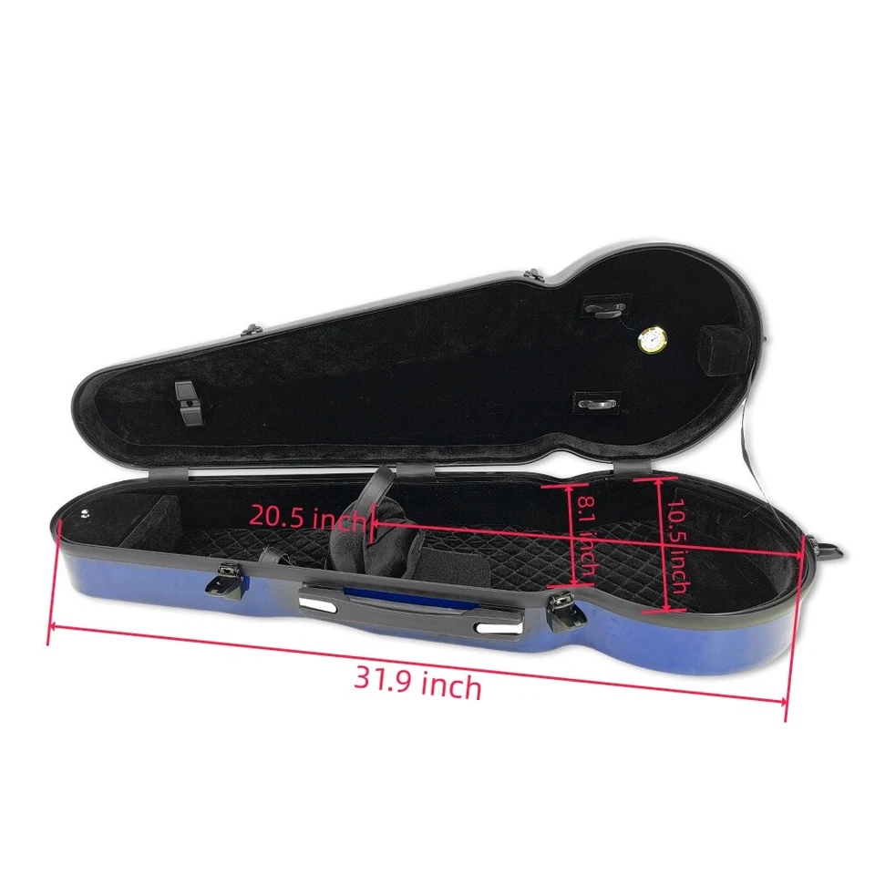 Blue 16'' Viola Case Carbon Fiber For 15 to 16.5'' Hard Case Buckle Lightweight - Image 3 of 4