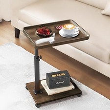 C Table End Table Adjustable Height, 360°Swivel TV Tray Table for Small Spaces