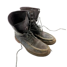 Vintage W.C. Russell Moccasin Co Brown Leather Boots Cat's Paw Berlin Wisconsin