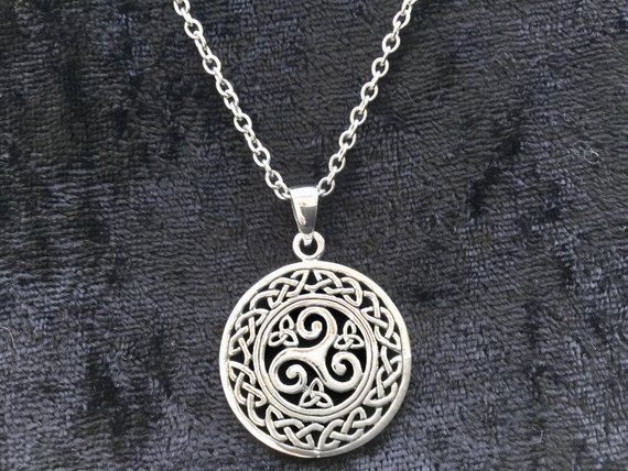 Unique Sterling Silver Celtic Triskele Triple Spiral Pendant