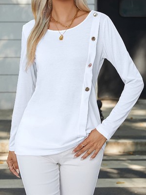 Chic button-detail long sleeve tee