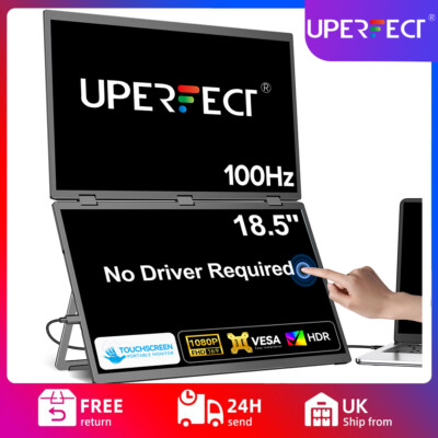 UPERFECT Touch Dual UStation 18.5'' Folding Monitor 100Hz Portable Display &Stand