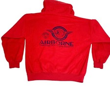 Vintage 80s Ocean Pacific OP Hoodie Red Fleece Sweatshirt Airborne Beach 1987