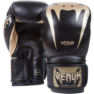 Venum Giant 3.0 Nappa Leather Hook and Loop Boxing Gloves - Black/Gold