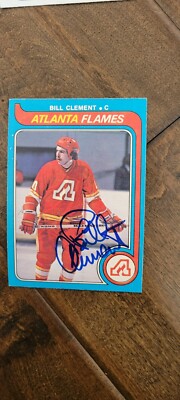 1979-80 OPC SIGNED AUTO CARD BILL CLEMENT ATLANTA FLAMES FLYERS CAPITALS NBC 295