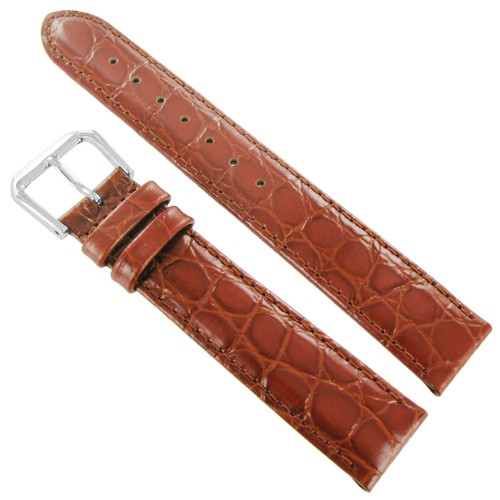 19mm deBeer Havana Handcrafted Alligator Grain Padded Stitched Mens Band Regular - Picture 2 of 3