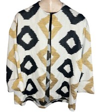 Marla Wynne Kimono Blazer Jacket Women's M Geometric Open Front Mustard
