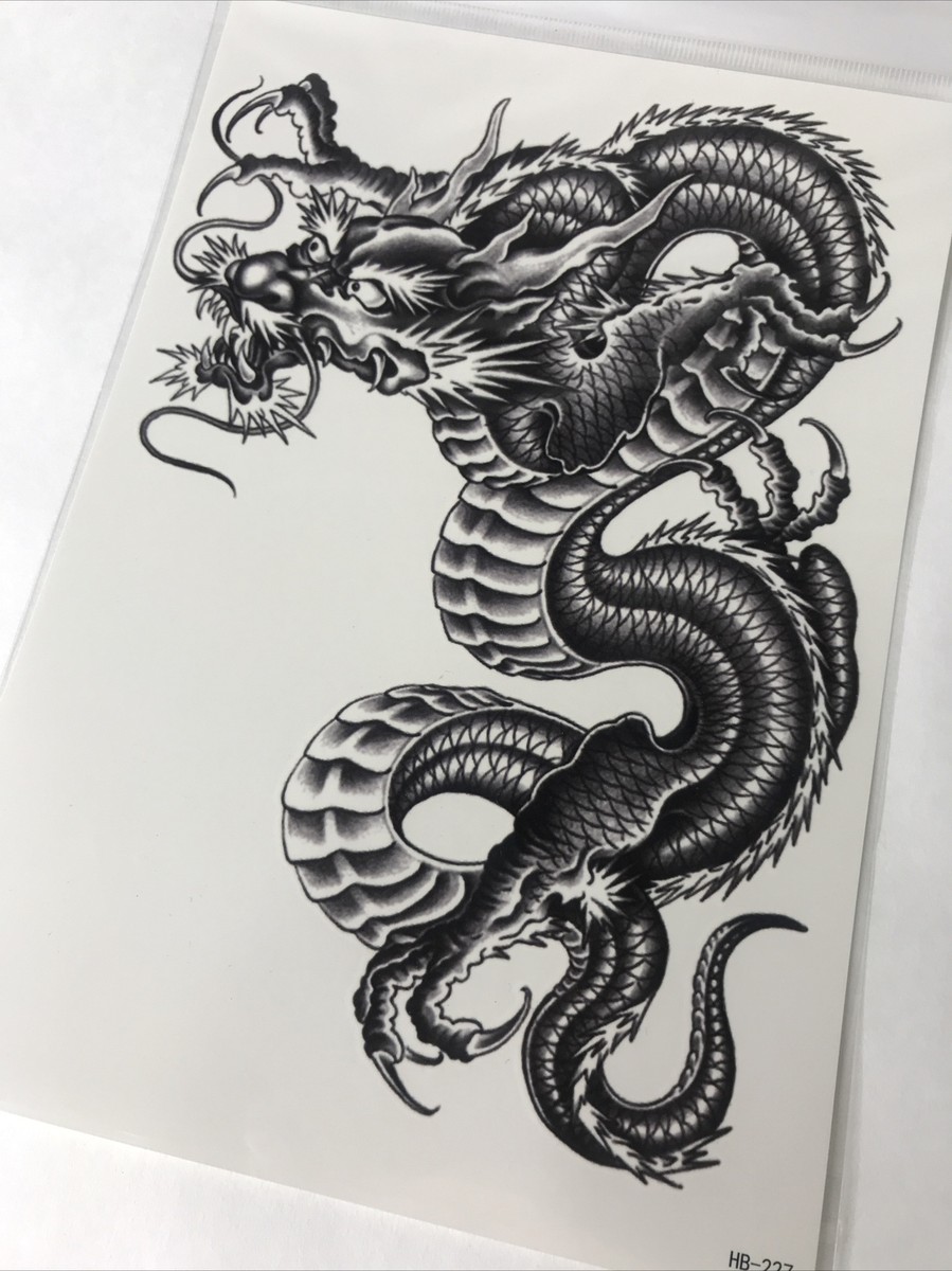 Chinese Dragon Black And White Tattoo
