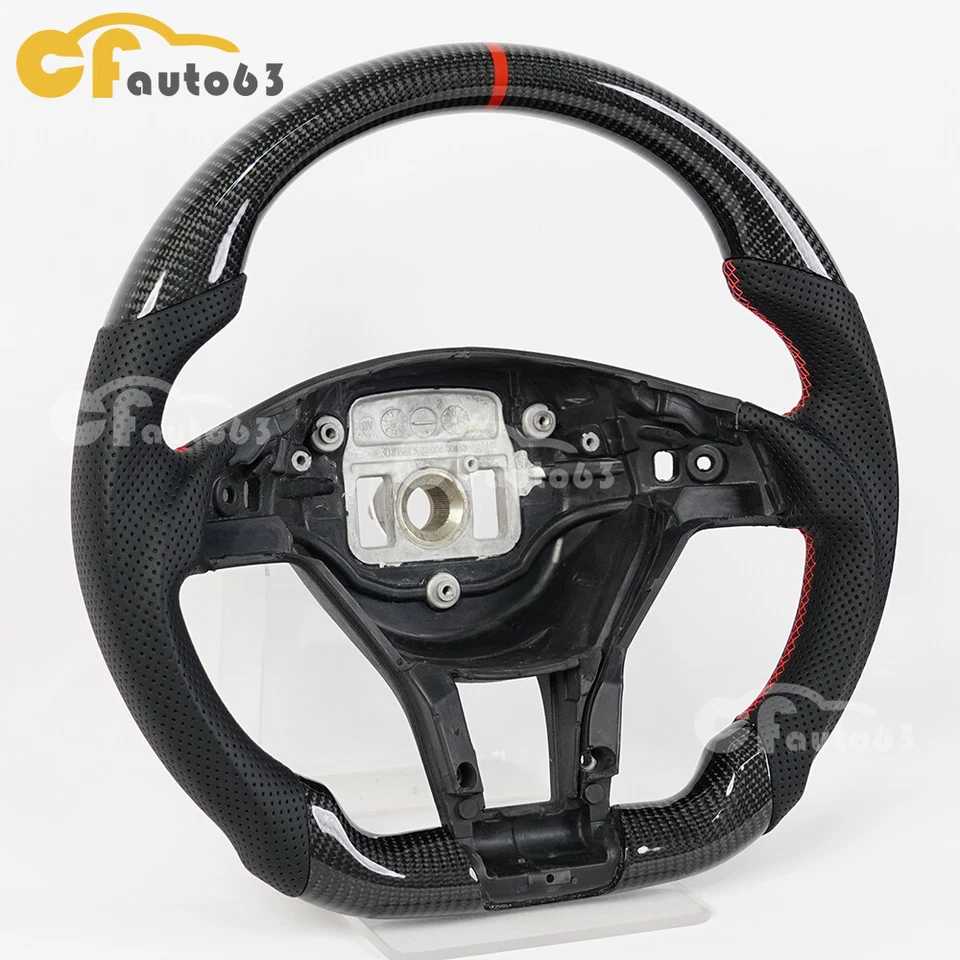 Volante de fibra de carbono apto para Mercedes-Benz CLA AMG Clase A C E SLK SL 2013+ Foto 3 de 4