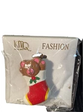 CHRISTMAS 🎄 BROCH - PIN TEDDY BEAR 🧸 IN STOCKING ADORABLE Fashion Jewelry