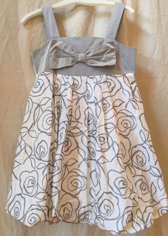 GIRL'S BOUTIQUE GRAY/WHITE MONNALISA CHIC SLEEVELESS PARTY DRESS W/BOW~12~ITALY