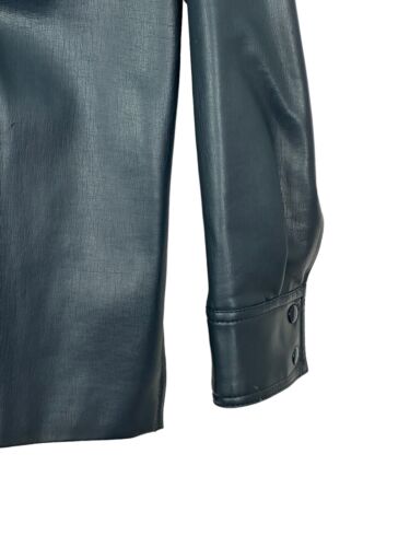 VTG Cortini 1970s Vegan Leather Blue PVC Jacket Men's SMALL Disco Faux Vinyl - Picture 3 of 9