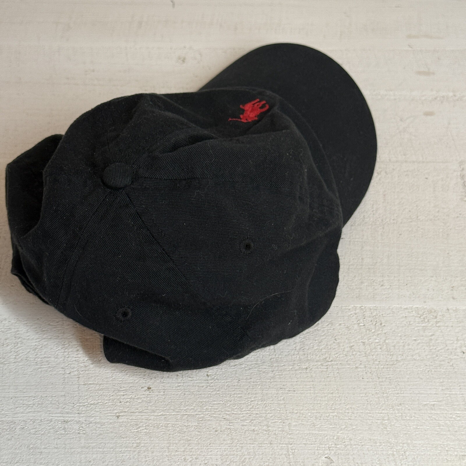 Polo Ralph Lauren Cappello Berretto Cinghia Schiena Nero Rosso Pony Logo Regolabile