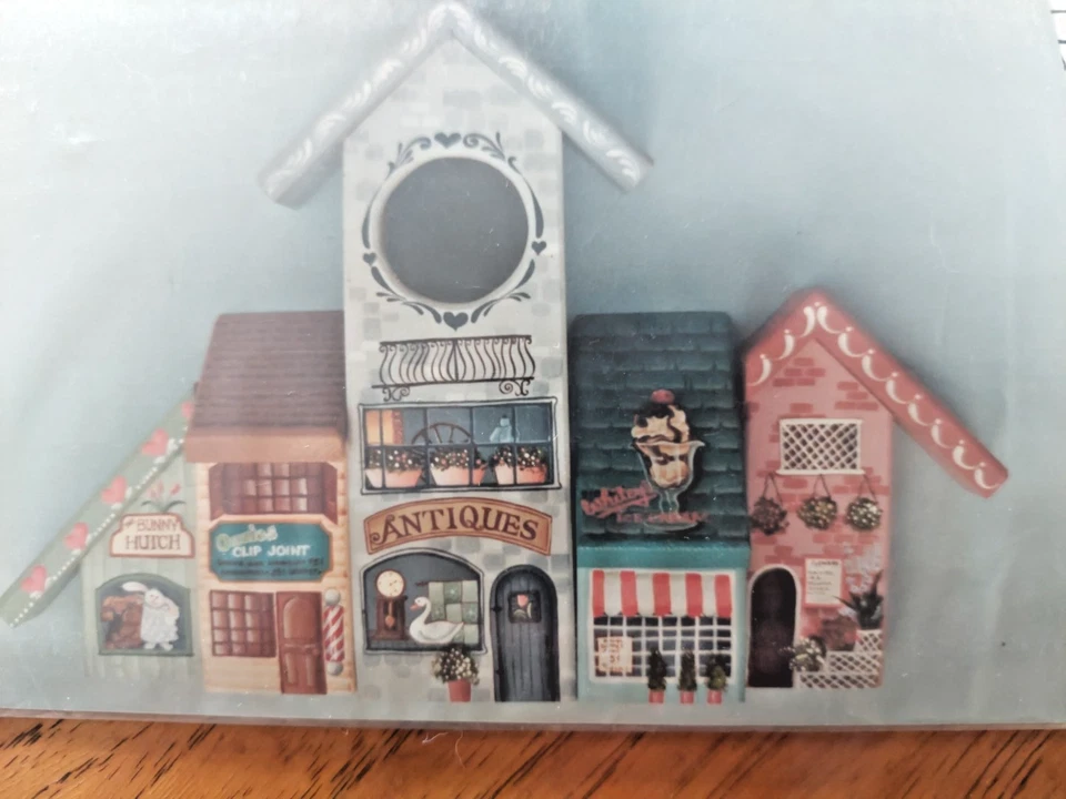 DELANE LANGE EURO TOWN SHOPS CLOCK PAINTING PATTERN 1990 21 - Image 2 of 4