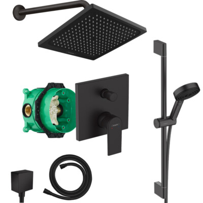 Hansgrohe Unterputz Vernis Shape UP Duschsystem Kopfbrause Crometta schwarz iBox