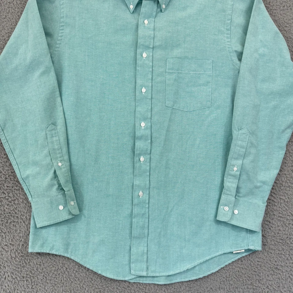 Camisa masculina vintage Arrow Dover grande botão verde perfeito anos 70 manga longa Preppy - Imagem 3 de 4
