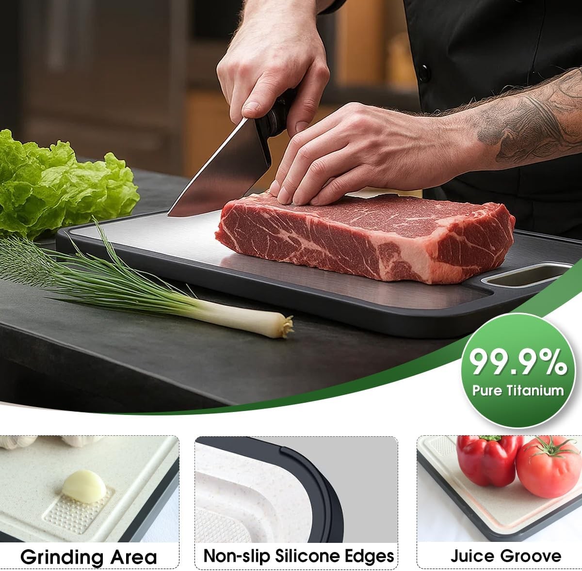 Mushu Titanium Cutting Boards for Kitchen,Upgrated 16"L x 11"W, 