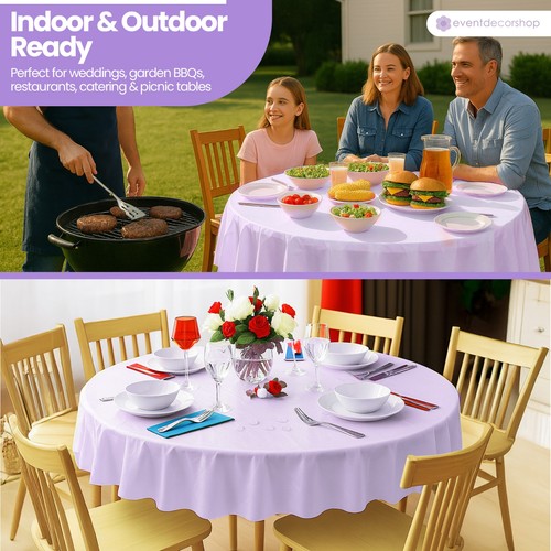 Round Plastic PVC Table Cover Cloth Wipe Clean Party Tablecover Cloths 1-10pcs - Picture 64 of 91