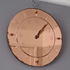 Clock Vintage Antique Art Deco 20s 30s Converted Pink Glass Mirror Hanging Wall