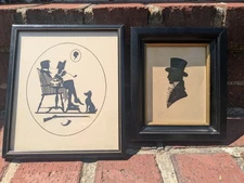 VTG Antique C & A Richards Boston Framed Prints Colonial Silhouettes 