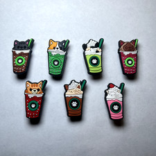New 7pcs of Croc Shoe Charms Starbucks Coffee Cat Frappe Drinks