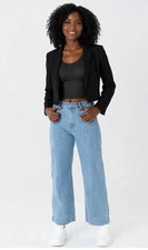 NEW The Drop Black Cropped Blazer Reims Women's Size SMALL Long Sleeve NEW