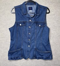 Vintage Baxis Denim Vest Women's XL Sleeveless Jacket Y2K Made in USA