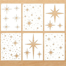 6 Pcs Large Star Painting Stencils 6 Pcs Reusable PET Plastic Twinkle Star Patte