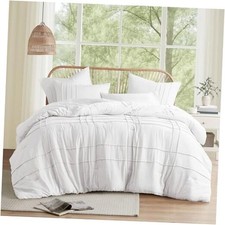Size Comforter Set - 3 Piece Pintuck Pleated Bedding Set, All King White