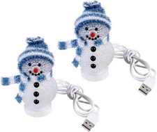 Uonlytech 2pcs LED Christmas Lights Light Up Snowman Ornaments 9*5.5cm, Blue 